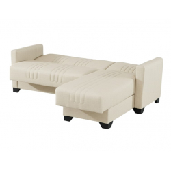 Γωνιακός καναπές-κρεβάτι αναστρέψιμος Stashio pakoworld ύφασμα κρεμ 202x143x84εκ