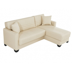 Γωνιακός καναπές-κρεβάτι αναστρέψιμος Stashio pakoworld ύφασμα κρεμ 202x143x84εκ