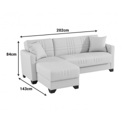 Γωνιακός καναπές-κρεβάτι αναστρέψιμος Stashio pakoworld ύφασμα κρεμ 202x143x84εκ