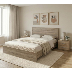 Σετ Κρεβατοκάμαρας Athos Sonoma με Κρεβάτι 140x200εκ Σετ 3τεμ