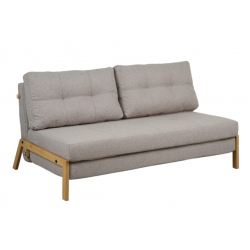 Καναπές 2θέσιος-κρεβάτι Fancy pakoworld ύφασμα σε μπεζ απόχρωση με φυσικό πόδι 150x92x77εκ