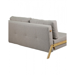 Καναπές 2θέσιος-κρεβάτι Fancy pakoworld ύφασμα σε μπεζ απόχρωση με φυσικό πόδι 150x92x77εκ