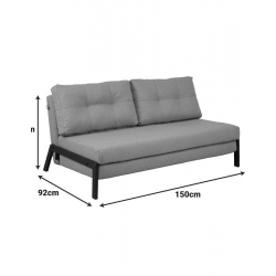 Καναπές 2θέσιος-κρεβάτι Fancy pakoworld ύφασμα σε μπεζ απόχρωση με φυσικό πόδι 150x92x77εκ