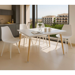 Τραπεζαρία με Καρέκλες Gaston λευκό και Τραπέζι Natali λευκό 120x80x76εκ Σετ 5τεμ