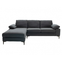Γωνιακός καναπές Cohen pakoworld με δεξιά γωνία ύφασμα σε ανθρακί απόχρωση-πόδι μαύρο μέταλλο 240x159x83εκ