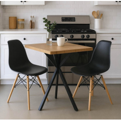 Τραπεζαρία με Καρέκλες Julita μαύρο και Τραπέζι Prestone oak 70x70x75εκ Σετ 3τεμ