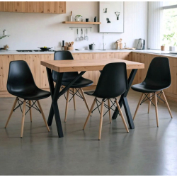 Τραπεζαρία με Καρέκλες Julita μαύρο και Τραπέζι Zeryin oak 110x70x75εκ Σετ 5τεμ