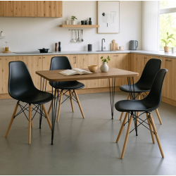 Τραπεζαρία με Καρέκλες Julita μαύρο και Τραπέζι Polkan oak 120x60x73εκ Σετ 5τεμ