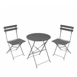Τραπεζαρία Bistro pakoworld σετ 3τεμ μεταλλική αναδιπλούμενη σε ανθρακί απόχρωση Φ60x71εκ