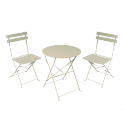 Τραπεζαρία Bistro pakoworld σετ 3τεμ μεταλλική αναδιπλούμενη σε μπεζ απόχρωση Φ60x71εκ