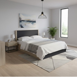 Κρεβάτι Athos pakoworld σε sonoma-ανθρακί απόχρωση 160x200εκ