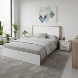 Κρεβάτι Athos pakoworld σε sonoma-λευκή απόχρωση 140x200εκ