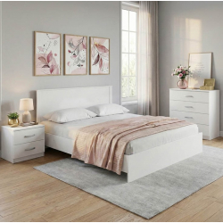 Σετ Κρεβατοκάμαρας Athos Λευκό με Κρεβάτι 160x200εκ Σετ 4τεμ