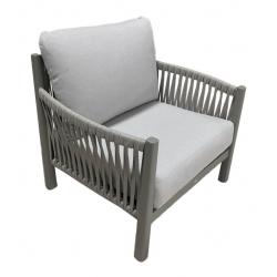 Σαλόνι εξωτερικού χώρου Feralda pakoworld μπεζ αλουμίνιο-rope με ύφασμα σε απόχρωση ανοιχτό γκρι