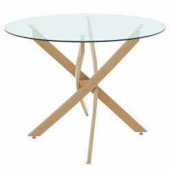 Τραπεζαρία με Καρέκλες Murde Σάπιο Μήλο και Τραπέζι Antoro γυαλί Φ100x75εκ Σετ 5τεμ