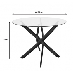 Τραπεζαρία με Καρέκλες Murde Σάπιο Μήλο και Τραπέζι Antoro γυαλί Φ100x75εκ Σετ 5τεμ