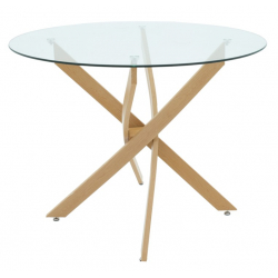 Τραπεζαρία με Καρέκλες Azori Σάπιο μήλο και Τραπέζι Antoro Γυαλί Φ80x75εκ Σετ 3τεμ