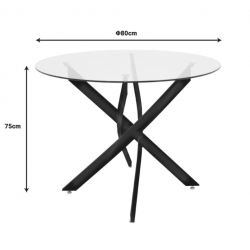 Τραπεζαρία με Καρέκλες Azori Σάπιο μήλο και Τραπέζι Antoro Γυαλί Φ80x75εκ Σετ 3τεμ