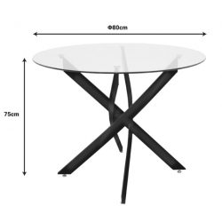 Τραπεζαρία με Καρέκλες Azori Μπεζ και Τραπέζι Antoro Γυαλί Φ80x75εκ Σετ 3τεμ