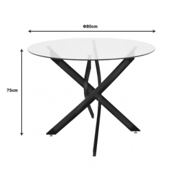 Τραπεζαρία με Καρέκλες Azori Κυπαρισσί και Τραπέζι Antoro Γυαλί Φ80x75εκ Σετ 3τεμ