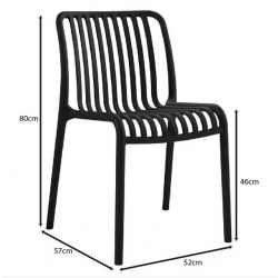 MODA-H Καρέκλα Στοιβαζόμενη, PP - UV Protection, Απόχρωση Μαύρο 52Χ57Χ80