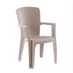 SIDE Πολυθρόνα Κήπου-Βεράντας Στοιβαζόμενη, (Rattan Look) PP-UV Απόχρωση Cappuccino