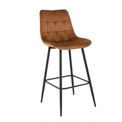 MYRIAM Σκαμπό BAR, Μέταλλο Βαφή Μαύρο, Ύφασμα Velure Camel