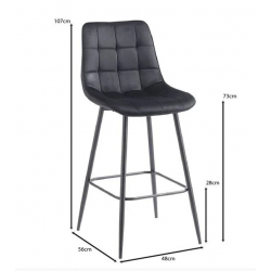 MYRIAM Σκαμπό BAR, Μέταλλο Βαφή Μαύρο, Ύφασμα Velure Μαύρο