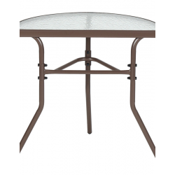 Τραπέζι ημικυκλικό Bion pakoworld γυαλί-μέταλλο σε καφέ απόχρωση 70x40x65εκ