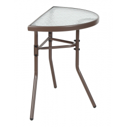 Τραπέζι ημικυκλικό Bion pakoworld γυαλί-μέταλλο σε καφέ απόχρωση 70x40x65εκ