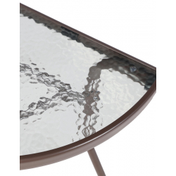 Τραπέζι ημικυκλικό Bion pakoworld γυαλί-μέταλλο σε καφέ απόχρωση 70x40x65εκ