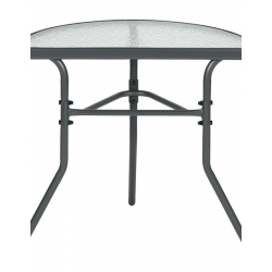 Τραπέζι ημικυκλικό Bion pakoworld γυαλί-μέταλλο σε ανθρακί απόχρωση 70x40x65εκ