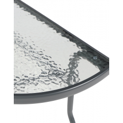 Τραπέζι ημικυκλικό Bion pakoworld γυαλί-μέταλλο σε ανθρακί απόχρωση 70x40x65εκ