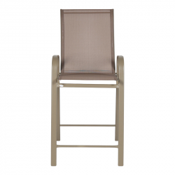 Σκαμπό μπαρ μεσαίου ύψους Calan pakoworld σαμπανιζέ μέταλλο-textilene σε ανοιχτή καφέ απόχρωση 55x70x114εκ