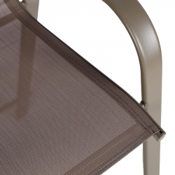 Σκαμπό μπαρ μεσαίου ύψους Calan pakoworld σαμπανιζέ μέταλλο-textilene σε ανοιχτή καφέ απόχρωση 55x70x114εκ
