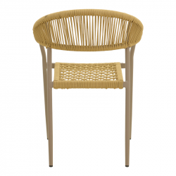 Πολυθρόνα Ammos pakoworld στοιβαζόμενη αλουμίνιο μόκα-pe σχοινί σε φυσική απόχρωση 57x61x82εκ