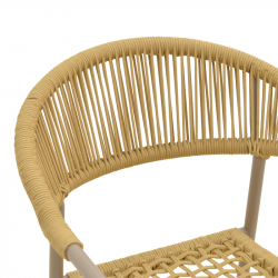 Πολυθρόνα Ammos pakoworld στοιβαζόμενη αλουμίνιο μόκα-pe σχοινί σε φυσική απόχρωση 57x61x82εκ