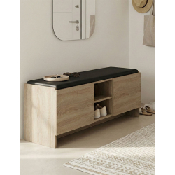 Παπουτσοθήκη-σκαμπό Zulla pakoworld sonoma-μαύρο 110x37x43εκ