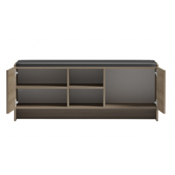 Παπουτσοθήκη-σκαμπό Zulla pakoworld sonoma-μαύρο 110x37x43εκ