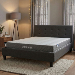 Κρεβάτι με στρώμα Mago-Dreamer pakoworld ύφασμα ανθρακί 150x200εκ