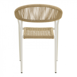 Πολυθρόνα Ammos pakoworld στοιβαζόμενη αλουμίνιο σε λευκή- pe σχοινί σε φυσική απόχρωση 57x61x82εκ