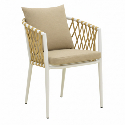 Πολυθρόνα Peluxe pakoworld αλουμίνιο λευκό-pe σχοινί φυσικό-μαξιλάρια μπεζ 57x60x78εκ