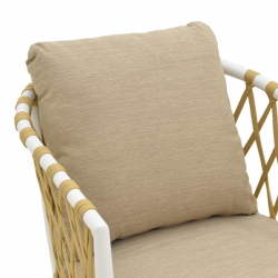 Πολυθρόνα Peluxe pakoworld αλουμίνιο λευκό-pe σχοινί φυσικό-μαξιλάρια μπεζ 57x60x78εκ