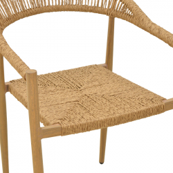 Πολυθρόνα Rayana pakoworld στοιβαζόμενη αλουμίνιο - pe rattan σε φυσική απόχρωση 56x61,5x77,5εκ