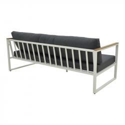 Καναπές τριθέσιος Aurelio pakoworld μεταλλικός σε λευκή -μαξιλάρια σε ανθρακί απόχρωση 192x74x63εκ