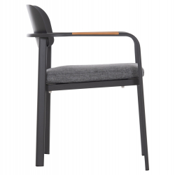 ΠΟΛΥΘΡΟΝΑ ΤΡΑΠΕΖΑΡΙΑΣ ELARA HM6414.01 ΓΚΡΙ ΑΛΟΥΜΙΝΙΟ-OLEFIN--ΞΥΛΟ TEAK 56x62x78Υεκ.