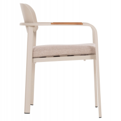 ΠΟΛΥΘΡΟΝΑ ΤΡΑΠΕΖΑΡΙΑΣ ELARA HM6414.05 ΜΠΕΖ ΑΛΟΥΜΙΝΙΟ-OLEFIN--ΞΥΛΟ TEAK 56x62x78Υεκ.