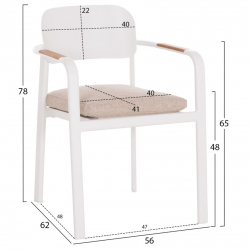 ΠΟΛΥΘΡΟΝΑ ΤΡΑΠΕΖΑΡΙΑΣ ELARA HM6414.02 ΛΕΥΚΟ ΑΛΟΥΜΙΝΙΟ-ΜΠΕΖ OLEFIN--TEAK 56x62x78Υεκ