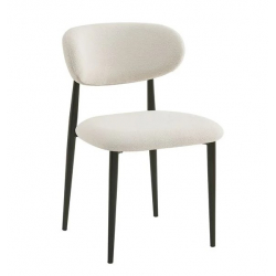 POINT Καρέκλα Τραπεζαρίας Μέταλλο Βαφή Μαύρο, Teddy Ύφασμα Άσπρο