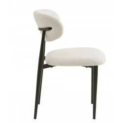 POINT Καρέκλα Τραπεζαρίας Μέταλλο Βαφή Μαύρο, Teddy Ύφασμα Άσπρο
